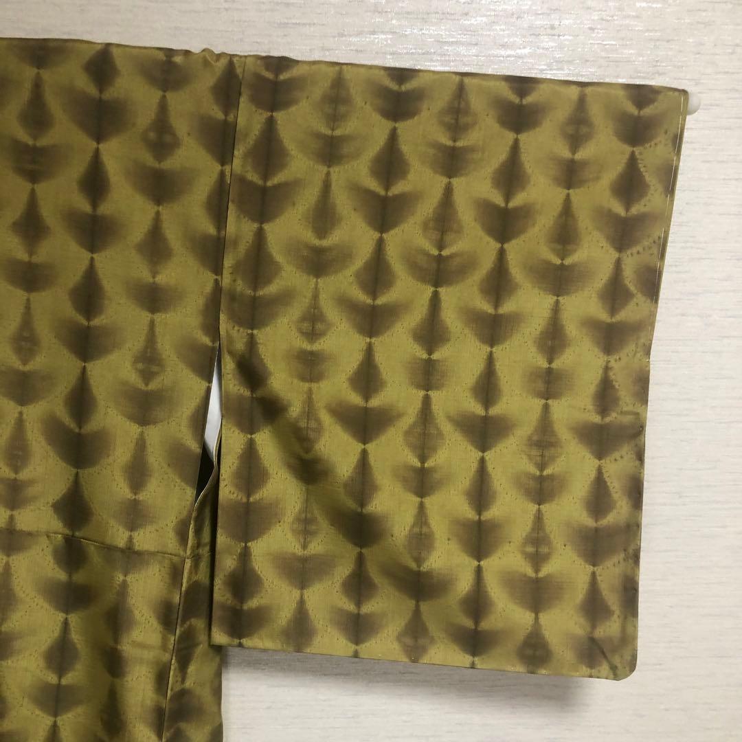 【未使用　トールサイズ】絞　青海紋　作家物　結城紬　袷　裄丈70.5 身丈170