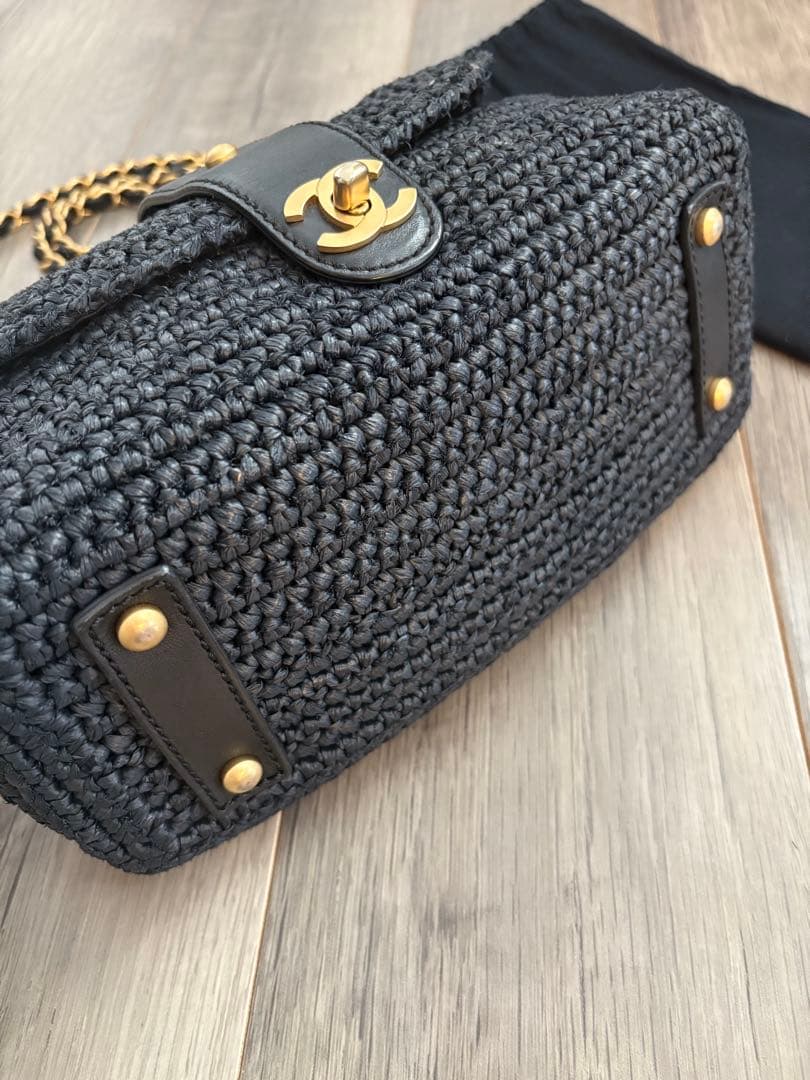 レア⭐︎CHANEL ラフィア素材GOLDチェーンバッグ