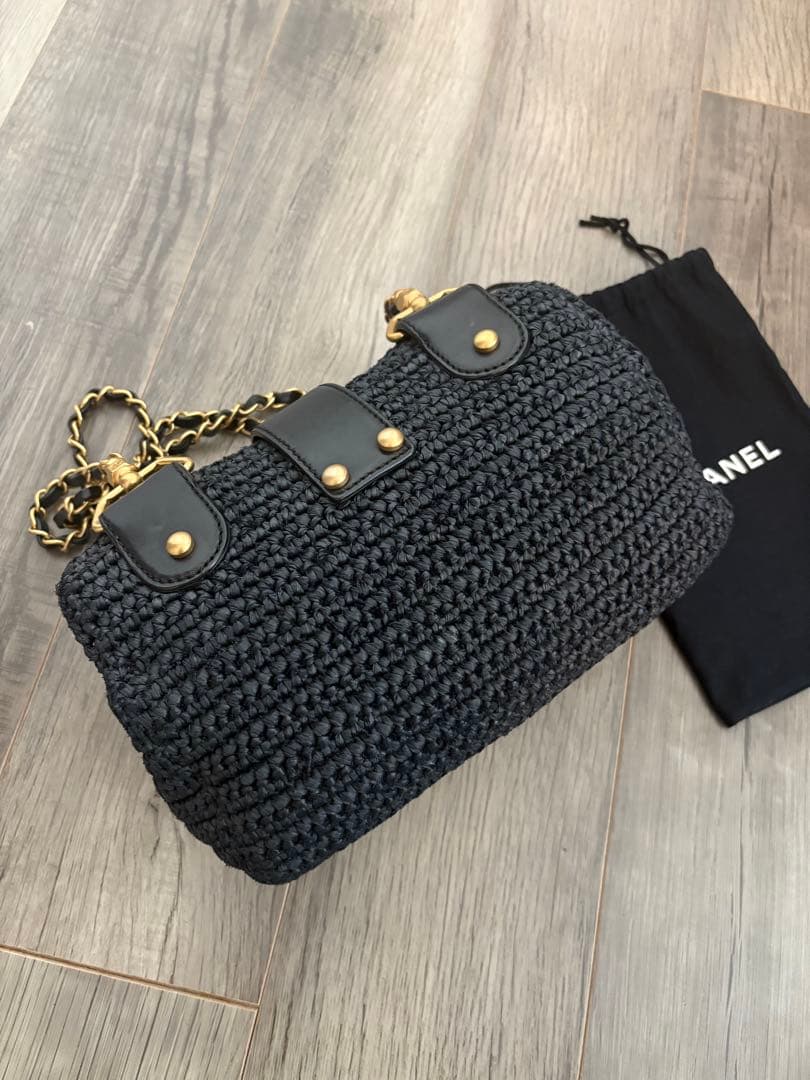 レア⭐︎CHANEL ラフィア素材GOLDチェーンバッグ