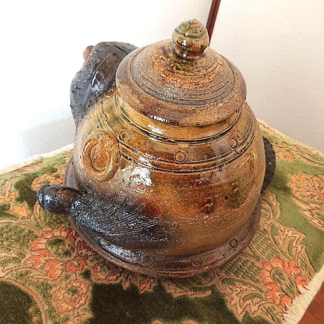 分福茶釜☆手捻り☆信楽焼タヌキ☆２６cm【値下げ】