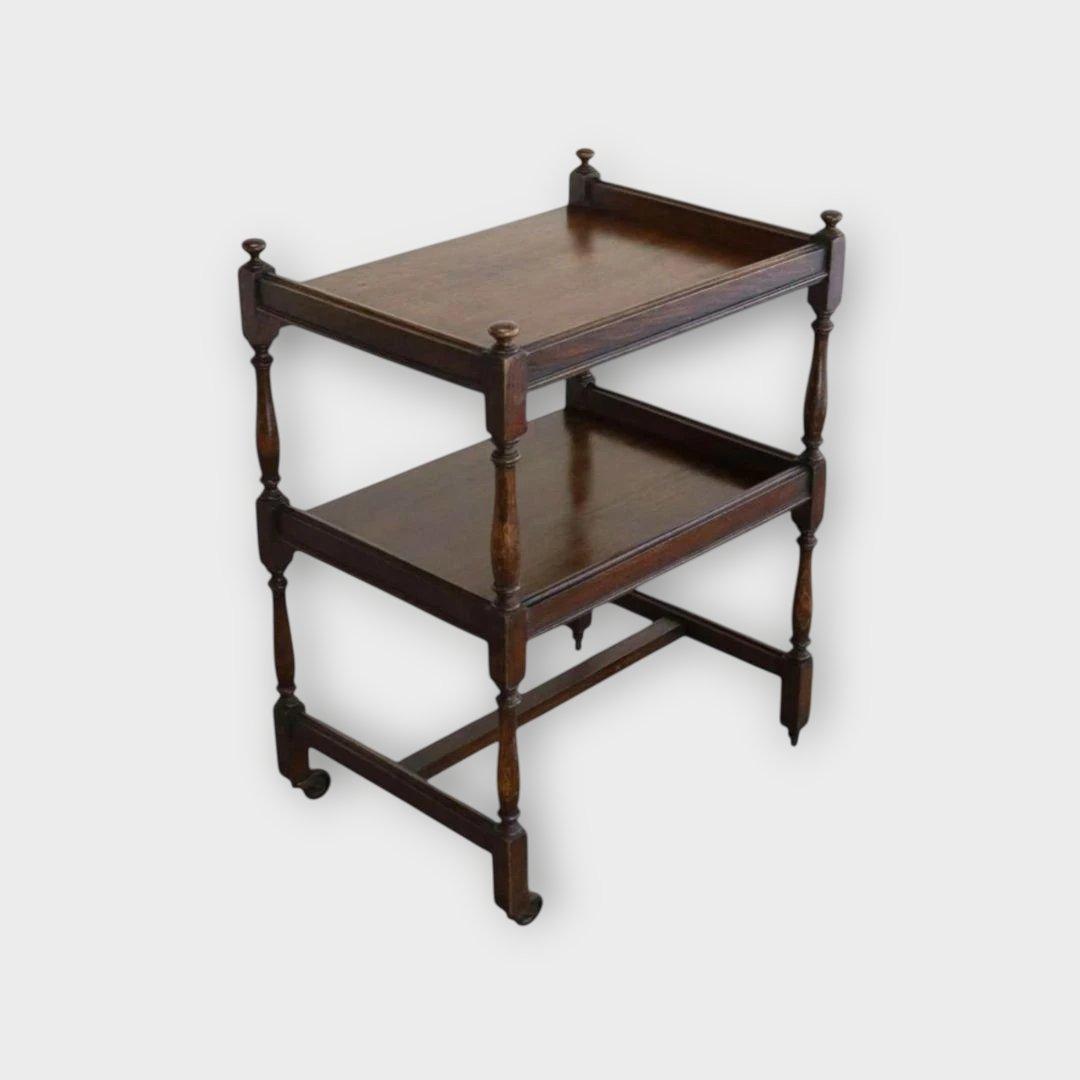 木製 2段 キッチンワゴン クラシック　イギリスアンティーク ダークブラウン