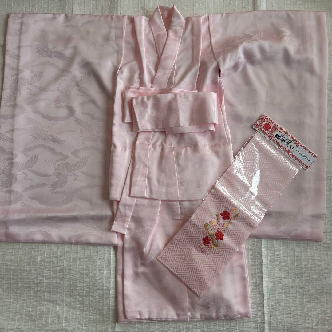 七五三 3歳 総絞り 被布 着物 絹 三歳 赤 草履 753 バッグ 花 レトロ