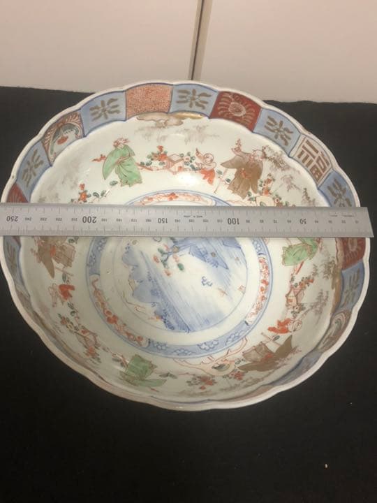 特大 人物 図 色絵大鉢　箱あり