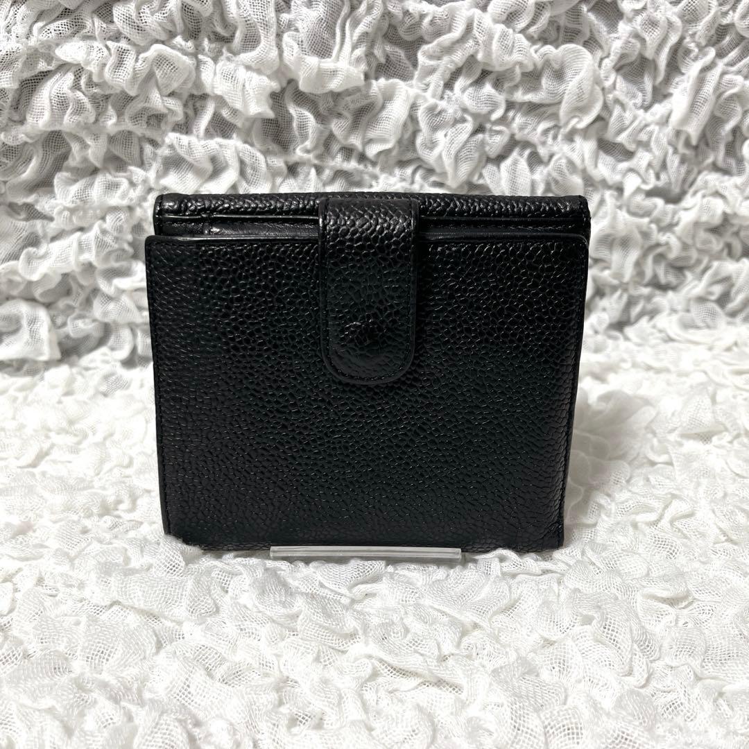 良品✨CHANEL シャネル キャビアスキン 折り財布 ココマーク ブラック