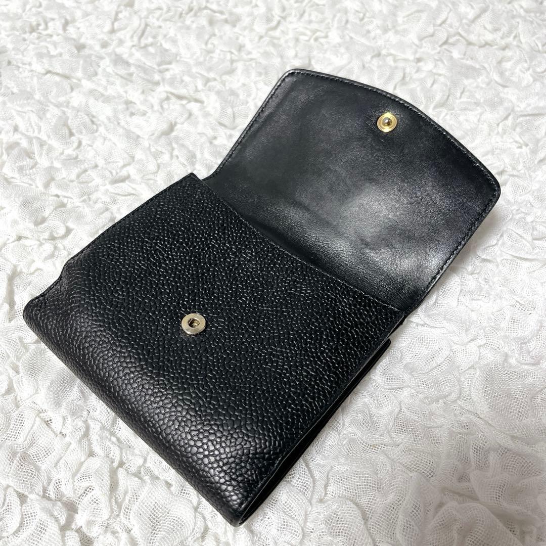 良品✨CHANEL シャネル キャビアスキン 折り財布 ココマーク ブラック