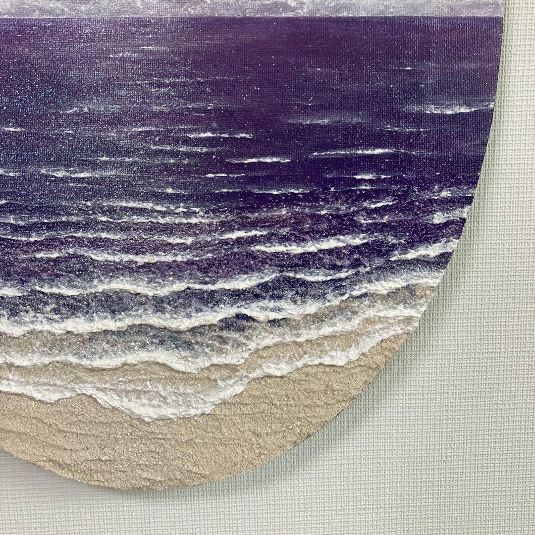 絵画　アクリル画　原画　星降る月夜に願う　海　星月夜　テクスチャーアート　S.I