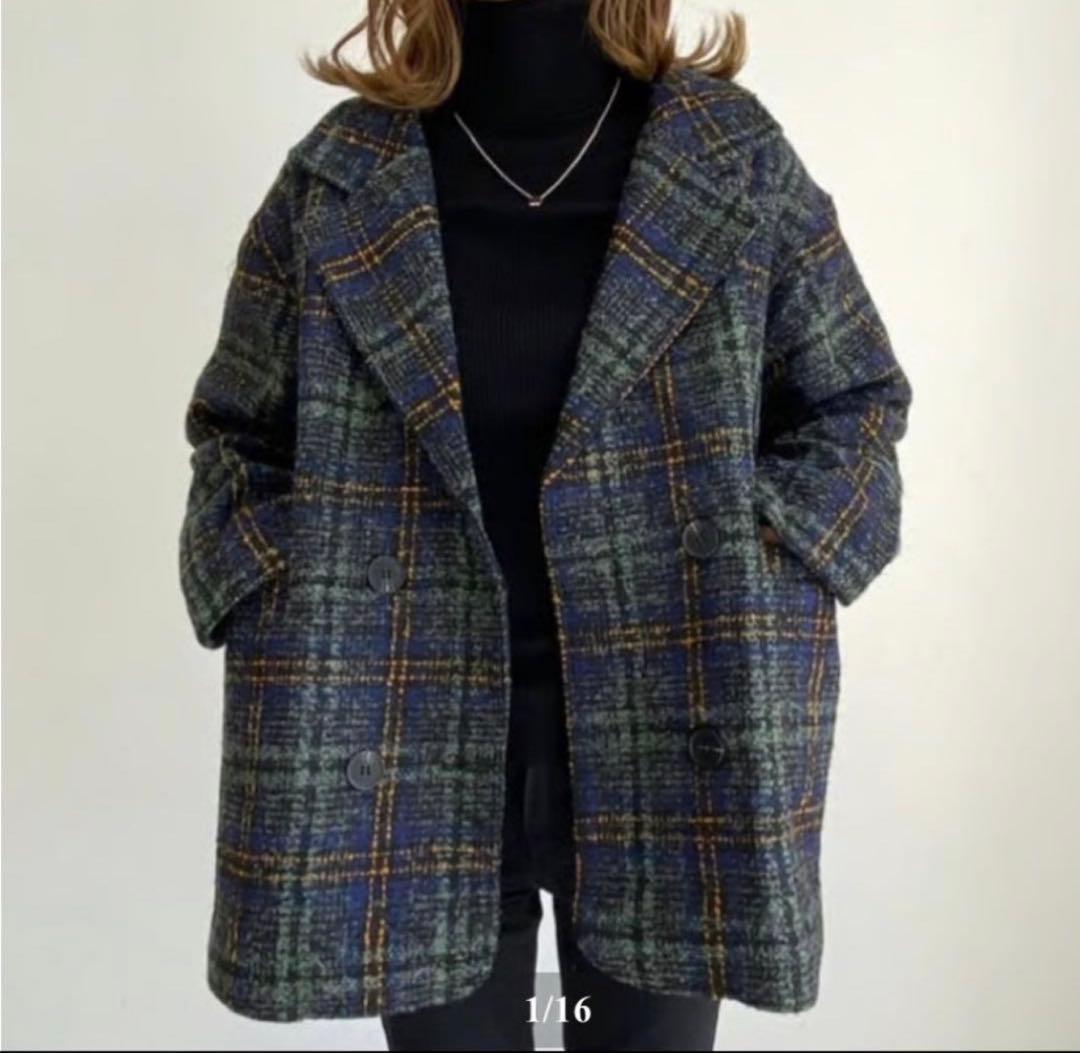 MaiA♡ retro tweed check chester coat