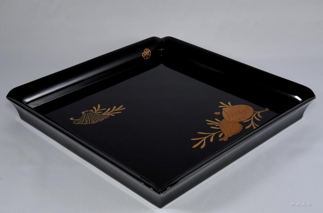 【Tatsu Kazuki】茶平一斎 海松貝蒔絵 四方盆 共箱