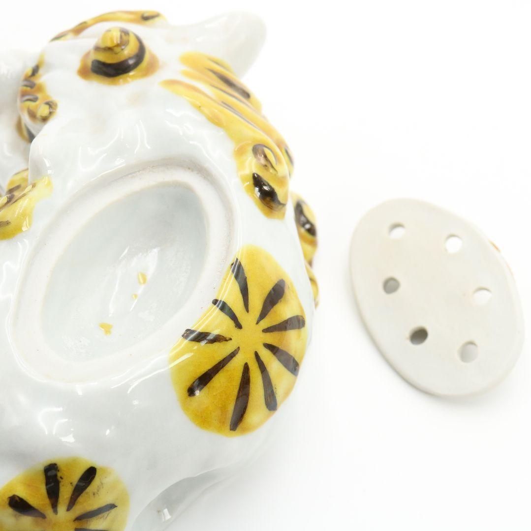 横山豊介作 飾香炉 唐獅子 九谷焼 共箱　C458　NT5