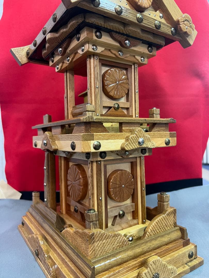 【独法師】C-3 模型手製　手製山鉾　笠鉾　社殿　拝殿　神具神棚　手造レア1点物