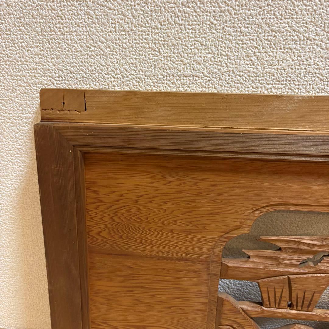 欄間　芸術　木製彫刻アートパネル　松の木　城