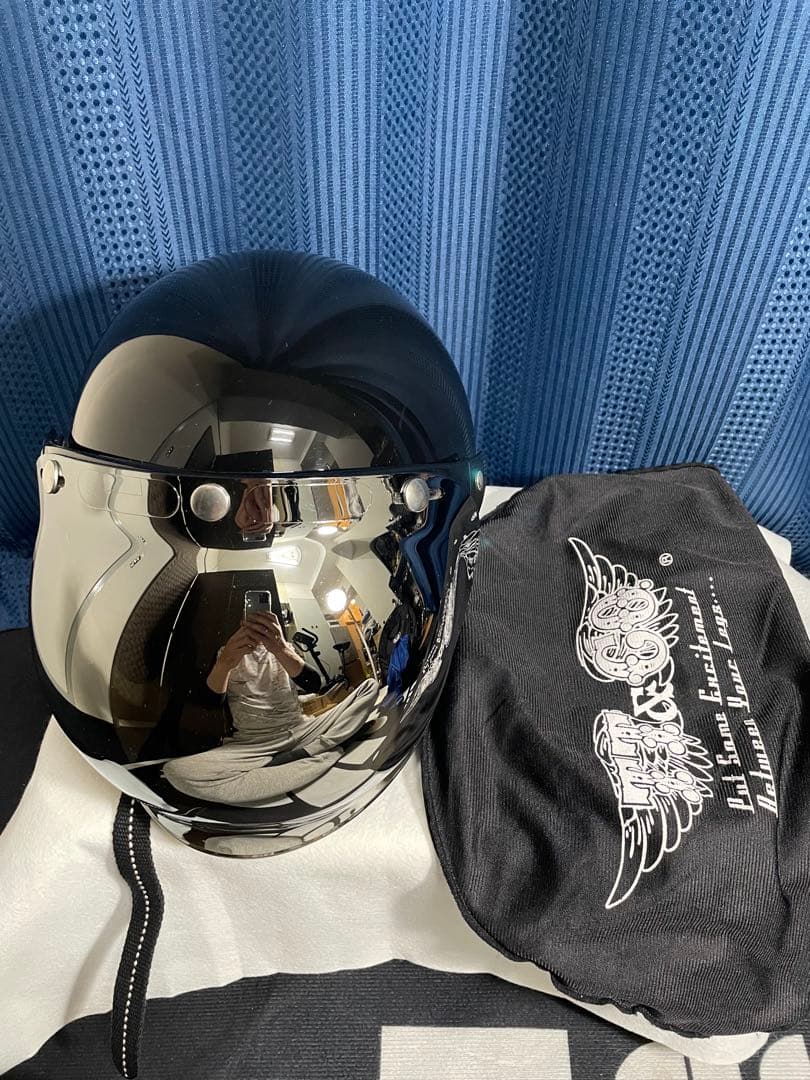 tt&co スーパーマグナムダブルストラップ仕様ヘルメット　バブルシールドミラー