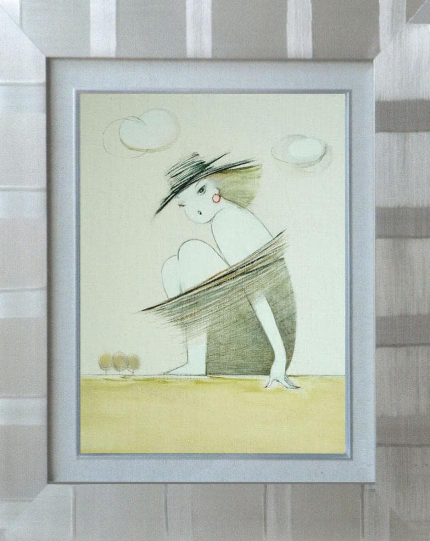 油絵 菅家令子 絵 絵画 インテリア 額付(銀) F3-041014 人物 女性