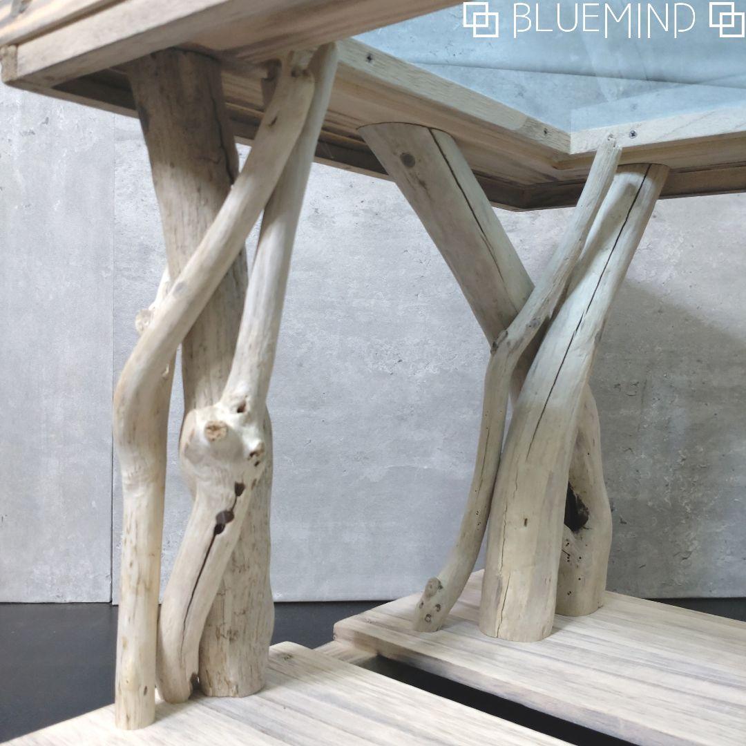 No.1163 アクリル×流木の間接照明付きローテーブル 流木インテリア