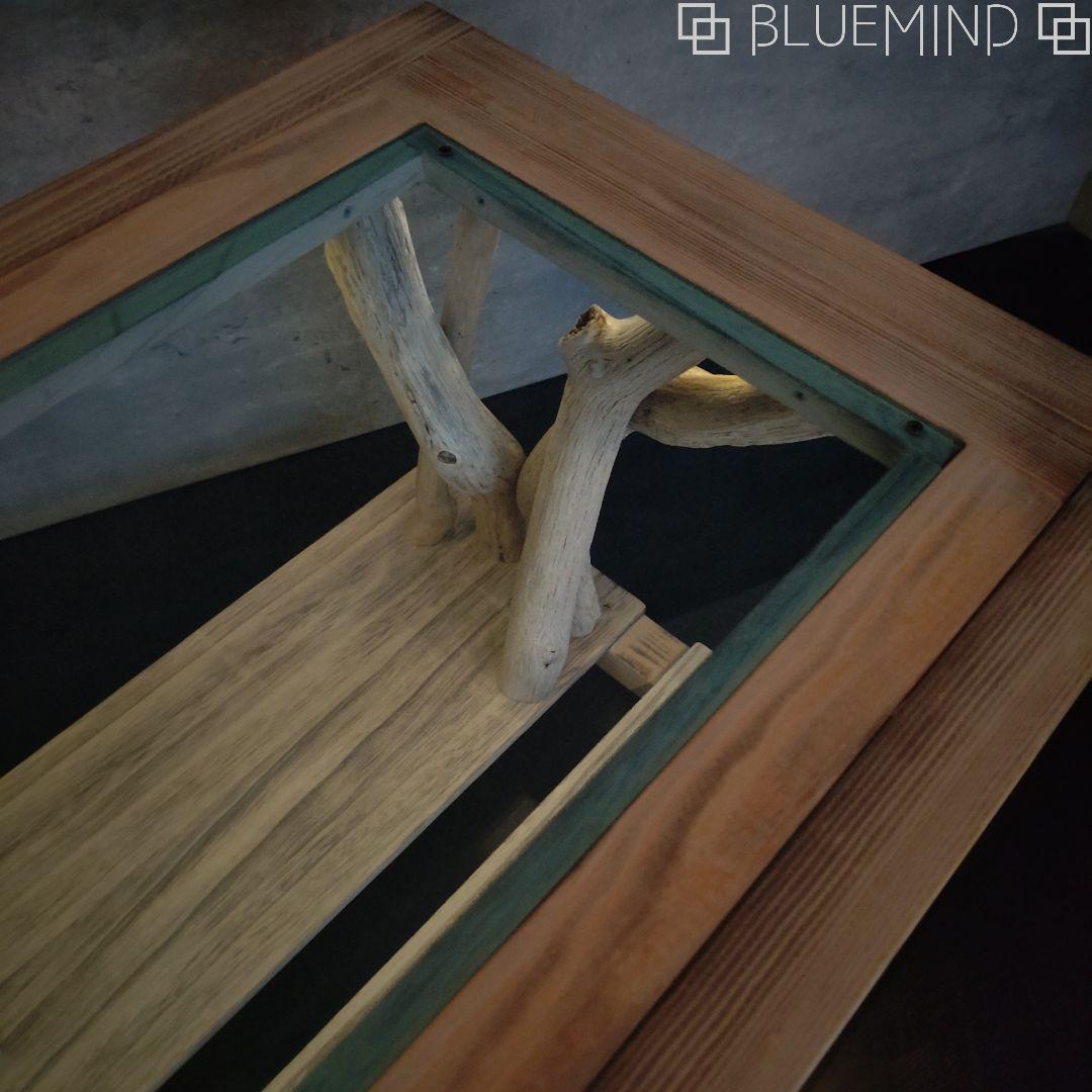 No.1163 アクリル×流木の間接照明付きローテーブル 流木インテリア