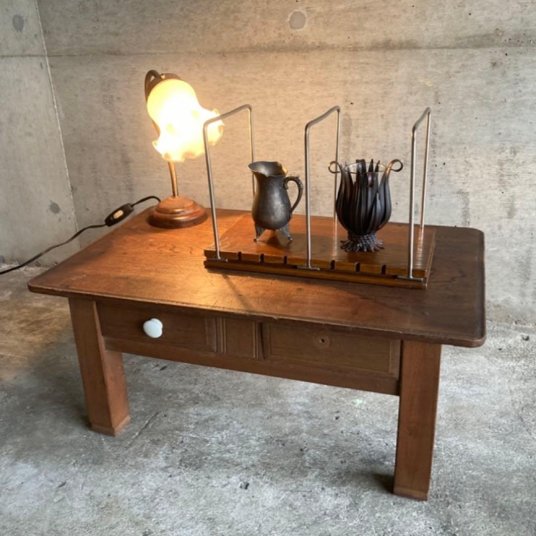 古い味のある本棚 書類 飾り台 スタンド ラック 木製 金属 レトロ ビンテージ