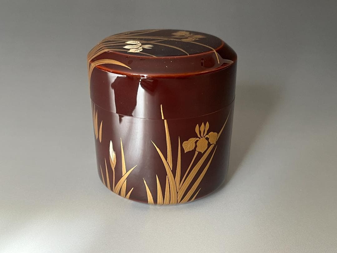 堀内宗完書付　菖蒲蒔絵　雪吹　宗尹作　茶道具　薄茶器　表千家