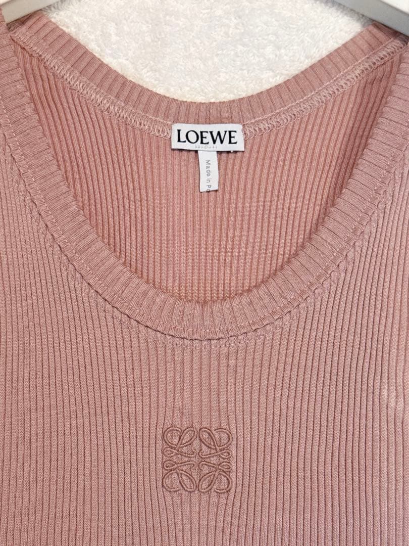 そ*ら様 2025SS ロエベ loewe アナグラムタンクトップ シルク ピン