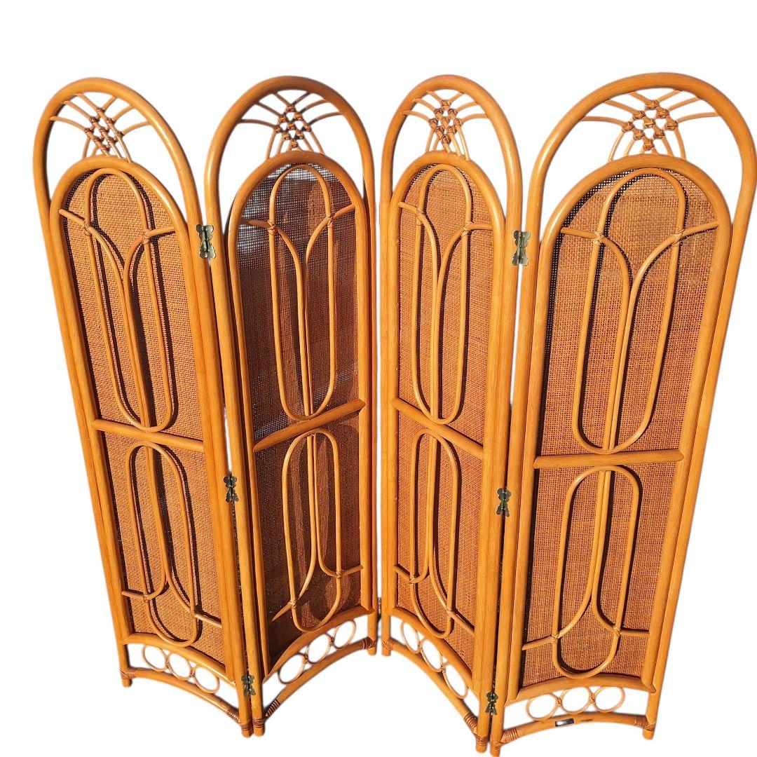 KOIZUMI ラタン衝立 4連 高さ150cm 廃盤 希少 小泉産業製