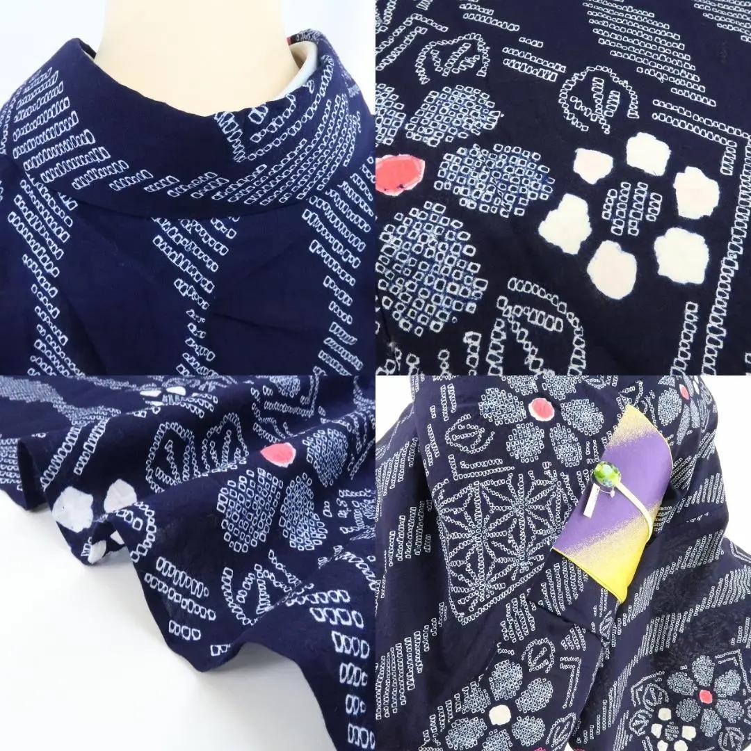 Y1180◆新品 綿 有松鳴海絞り 洗える夏着物 仕付け糸付 手縫い 高級浴衣