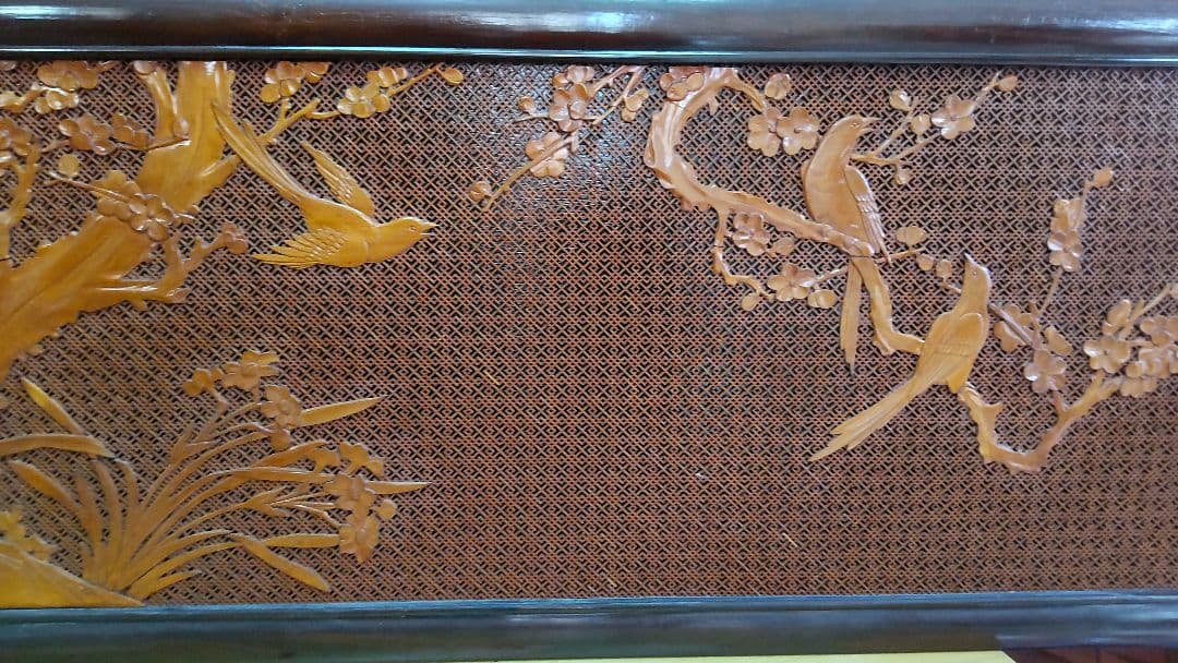 和風鳥の彫刻装飾品 182x40cm