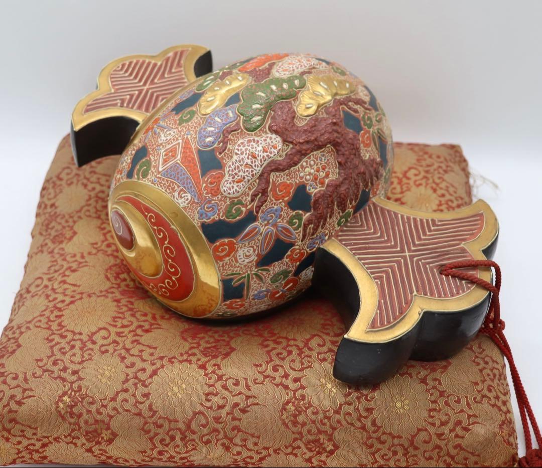 九谷焼　打ち出小槌　敷付　松竹梅　縁起物　置物　送料込み251023