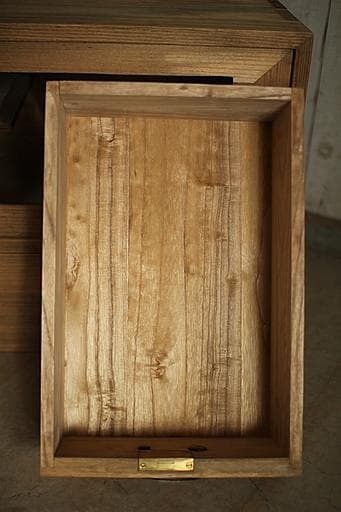 古いガラス戸棚×木製小引き出し3杯　食器棚　タンス　収納　古家具　古民家