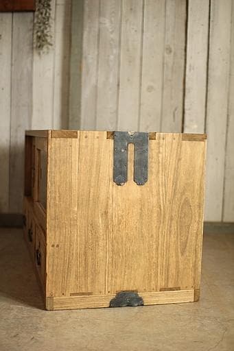 古いガラス戸棚×木製小引き出し3杯　食器棚　タンス　収納　古家具　古民家