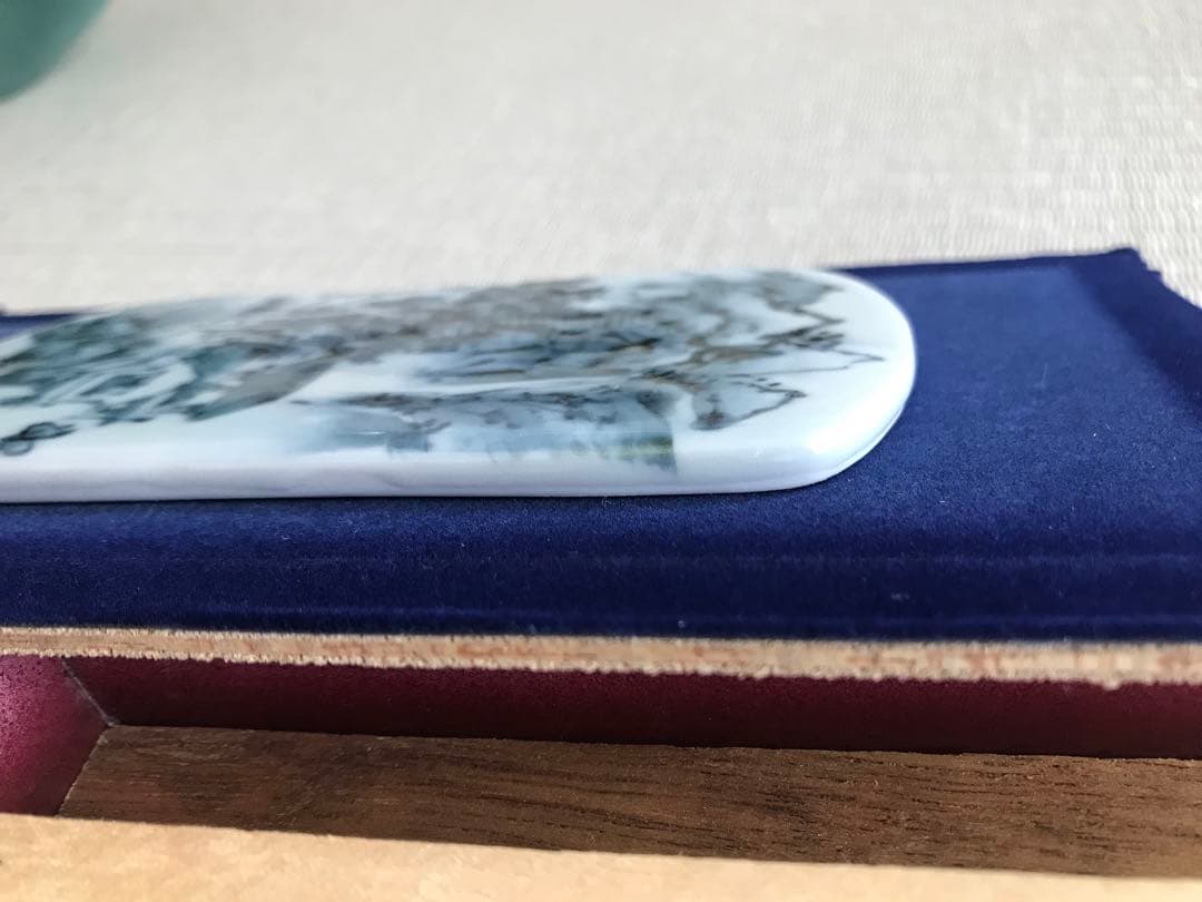 清水焼　村田幸之介　山水画　陶額