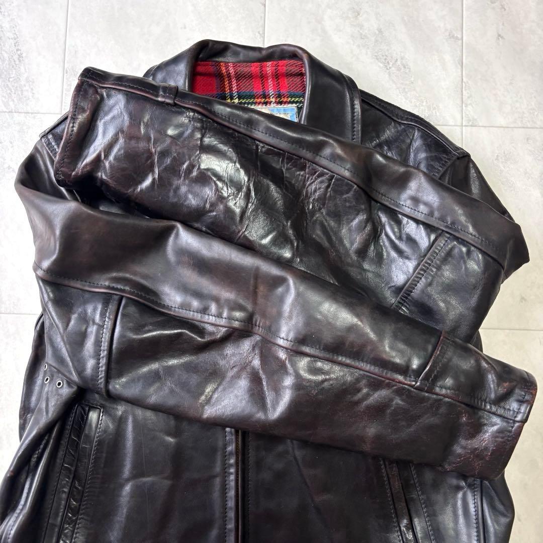 【超希少】エアロレザー ハイウェイマン レザージャケット ホースハイド 茶芯