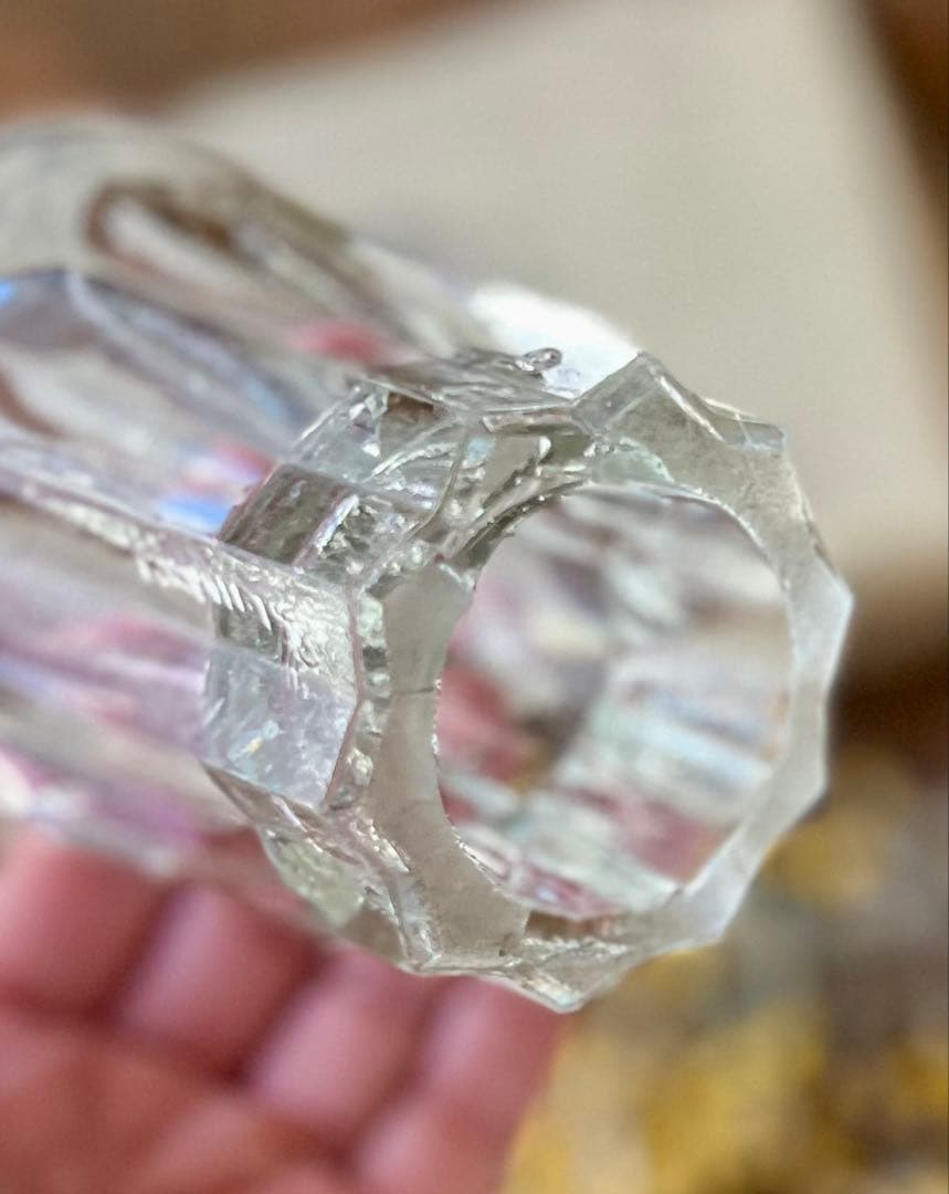 アンティーク　剣先コップ　ウランガラス　和ガラス　古道具　大正ロマン