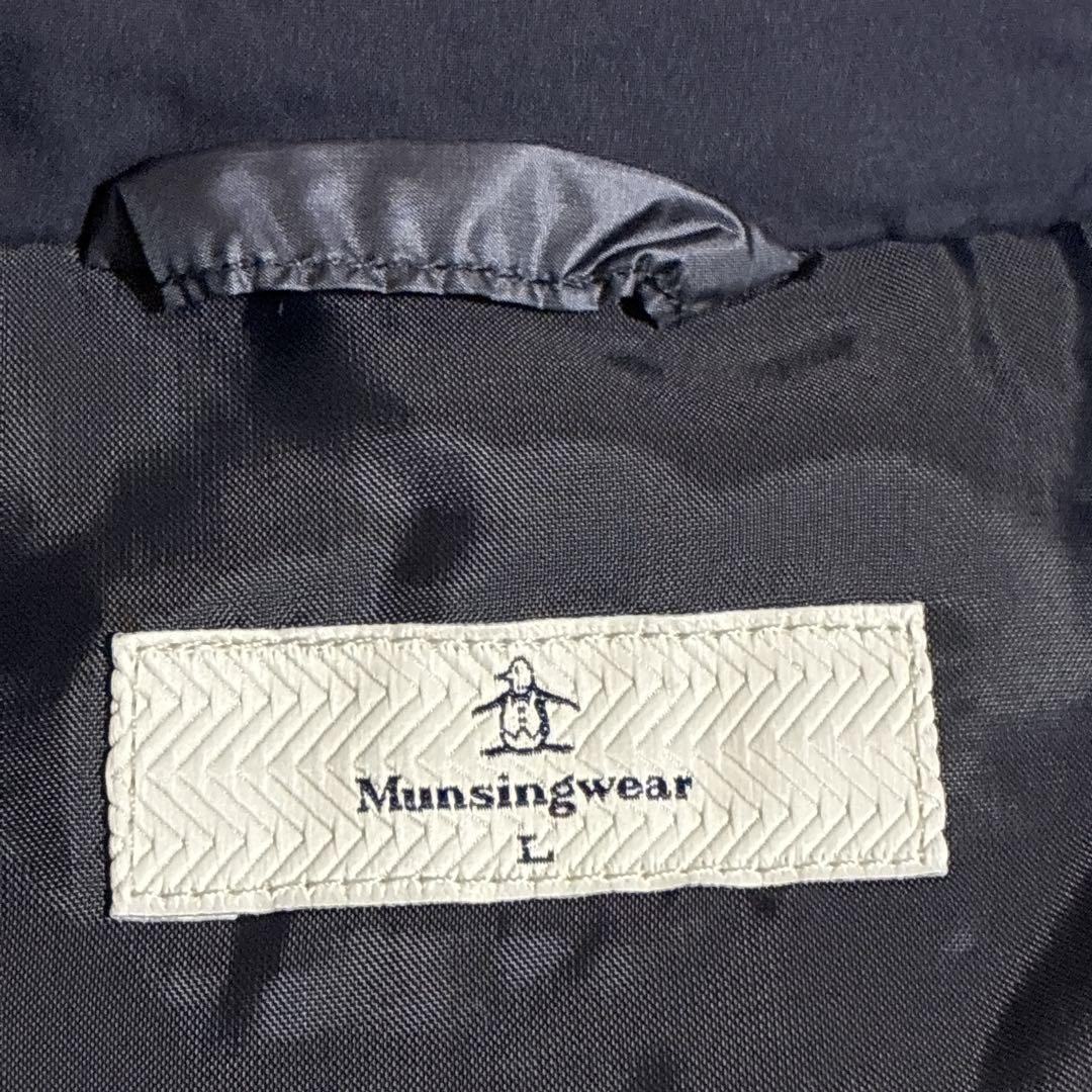 マンシングウェア　フード付きダウンワンピース　ネイビー　フード取り外し　L