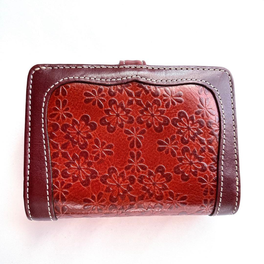 Dakota ダコタ フィオラシリーズ 花柄 小銭入れ付　二つ折り財布 レッド