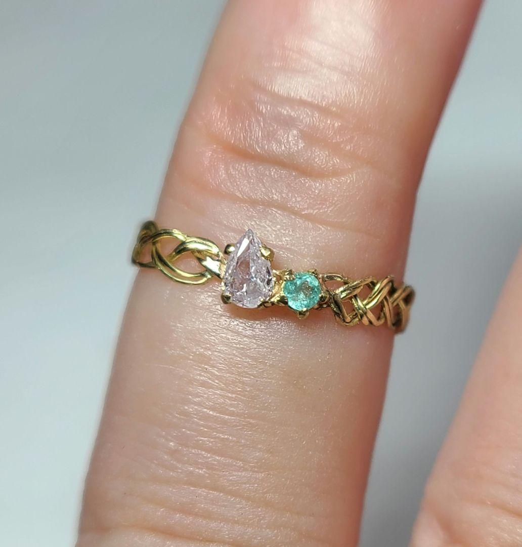 美しいリングさん★ピンクダイヤモンド&バターリャパライバトルマリン18Kリング★