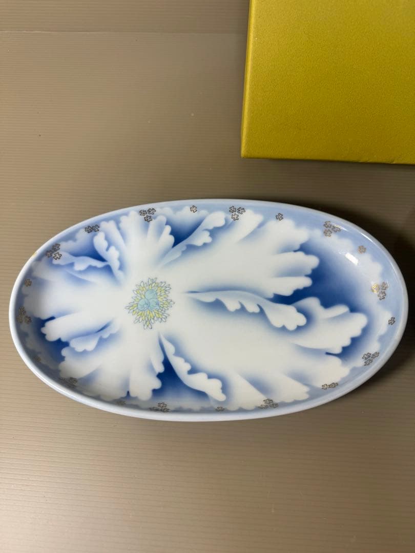 2328 深川製磁　牡丹金ミル皿1客　寿赤絵梅型鉢1客