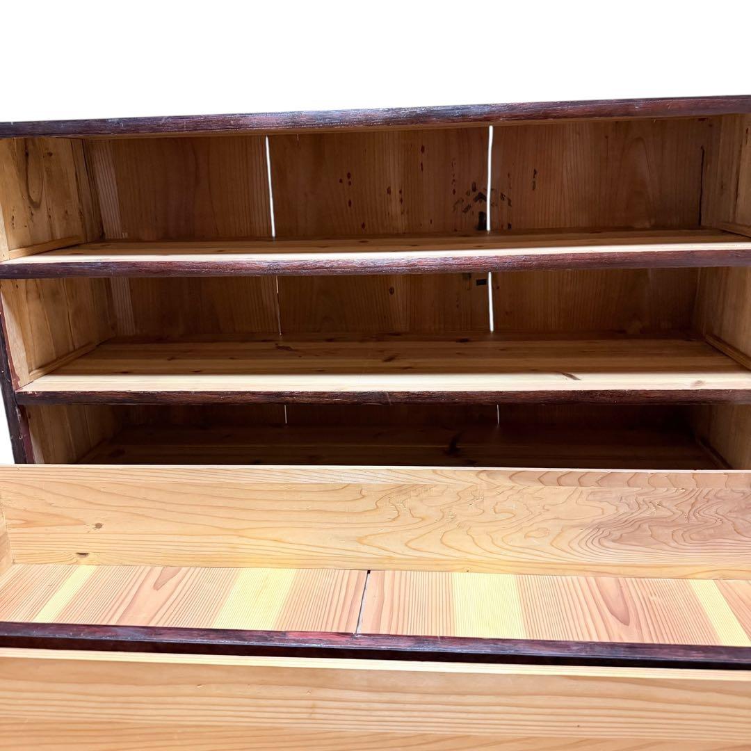 民芸 木彫 木製 3段チェスト タンス 無垢 レトロ 家具 ディスプレイ y2k