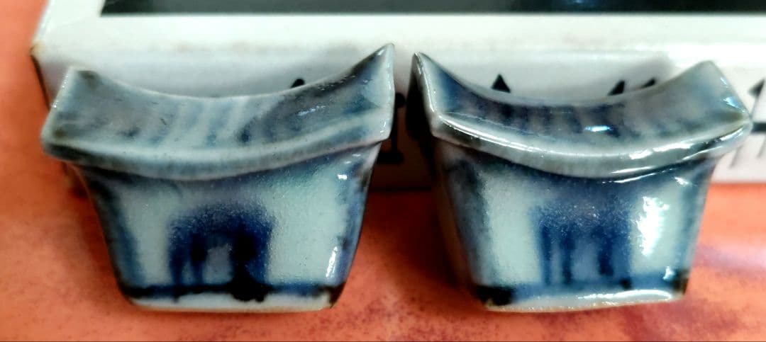 富本憲吉自作 染付家形箸置 10個組 大正13（1924）年作