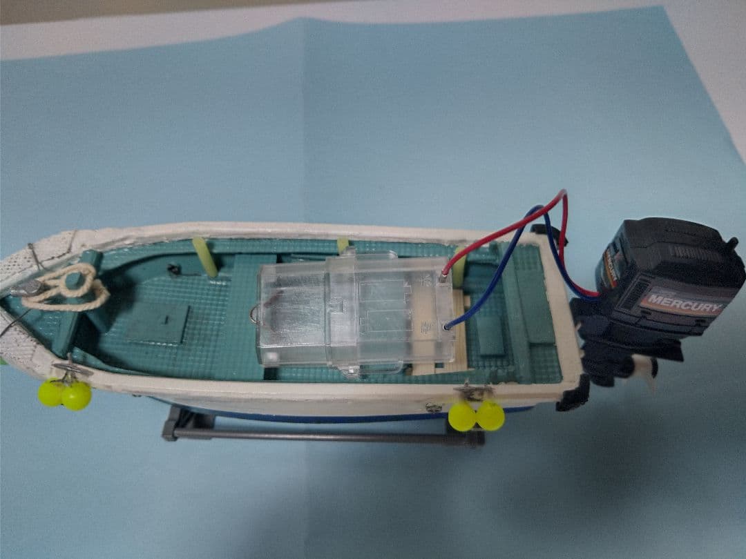 【ワンオフ】HO 和船　漁船　船外機　マーキュリー　モーター付　ストラクチャー