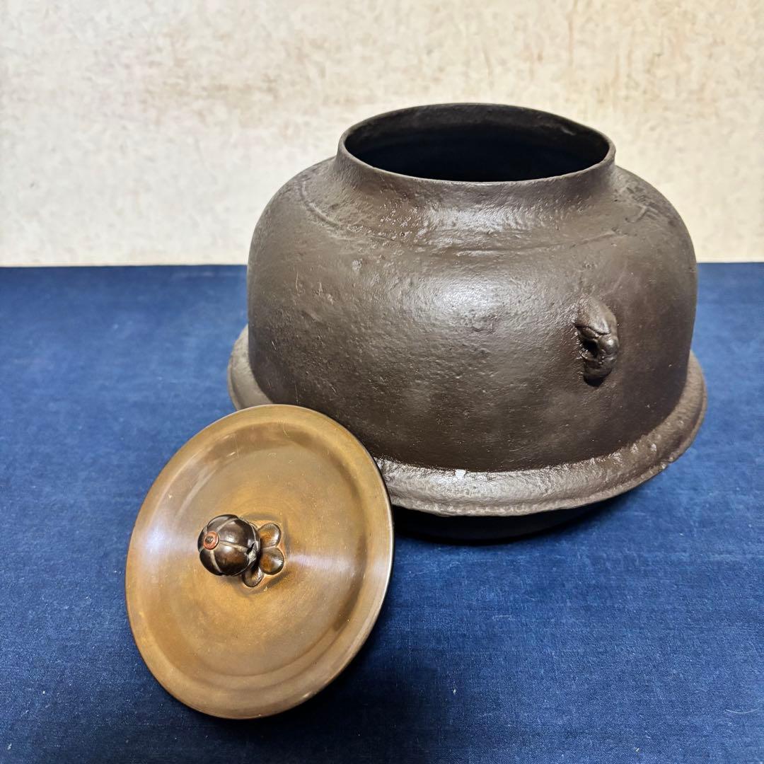 美品/炉釜/風炉釜/唐銅朝鮮風炉/野々田製電熱器/敷板/茶道具/お点前道具