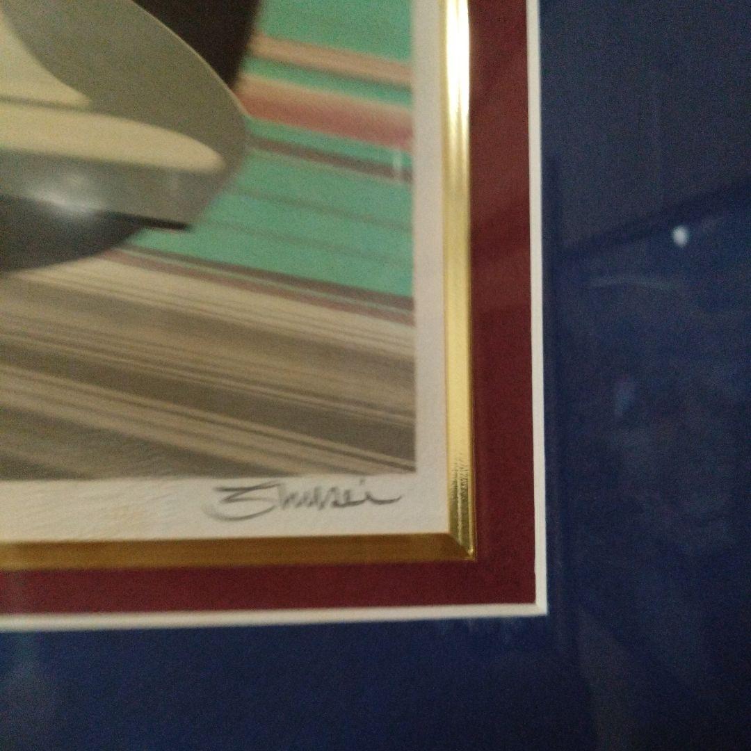 長岡秀星リトグラフ　アイルトン・セナ直筆サイン入り