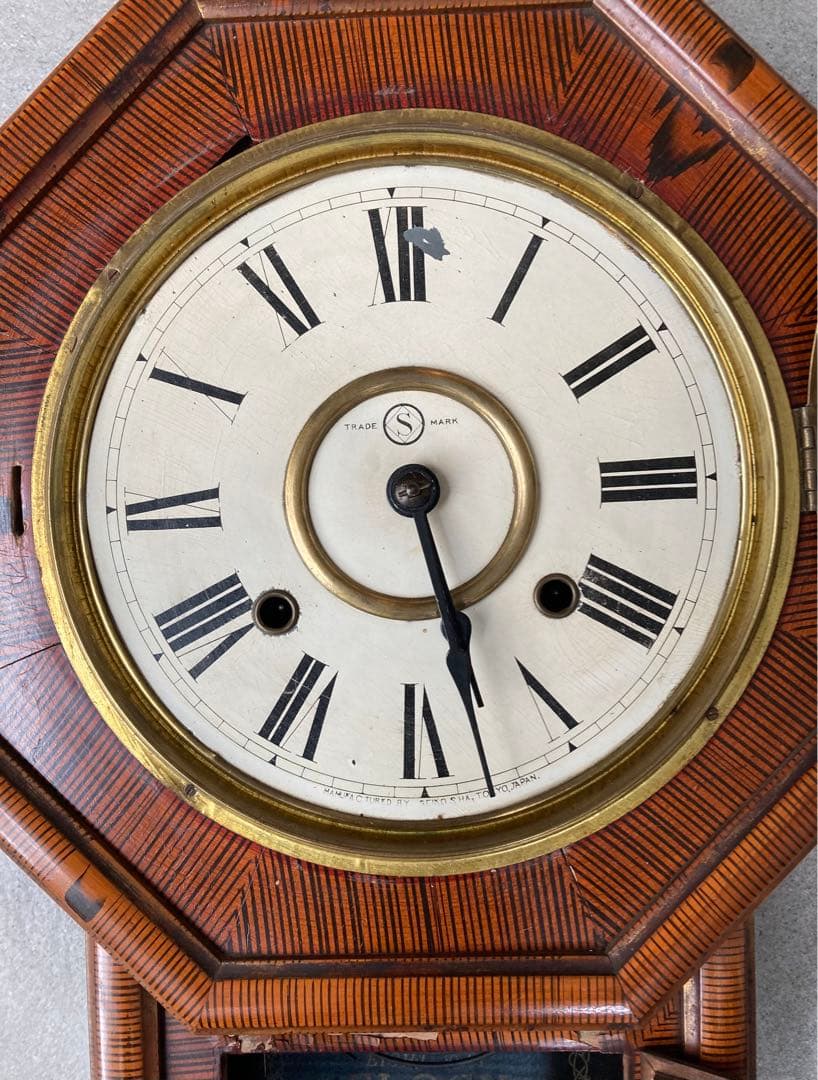 SEIKOSHA 精工舎 掛時計　アンティーク　かわいい　八角形　整備済　金縁