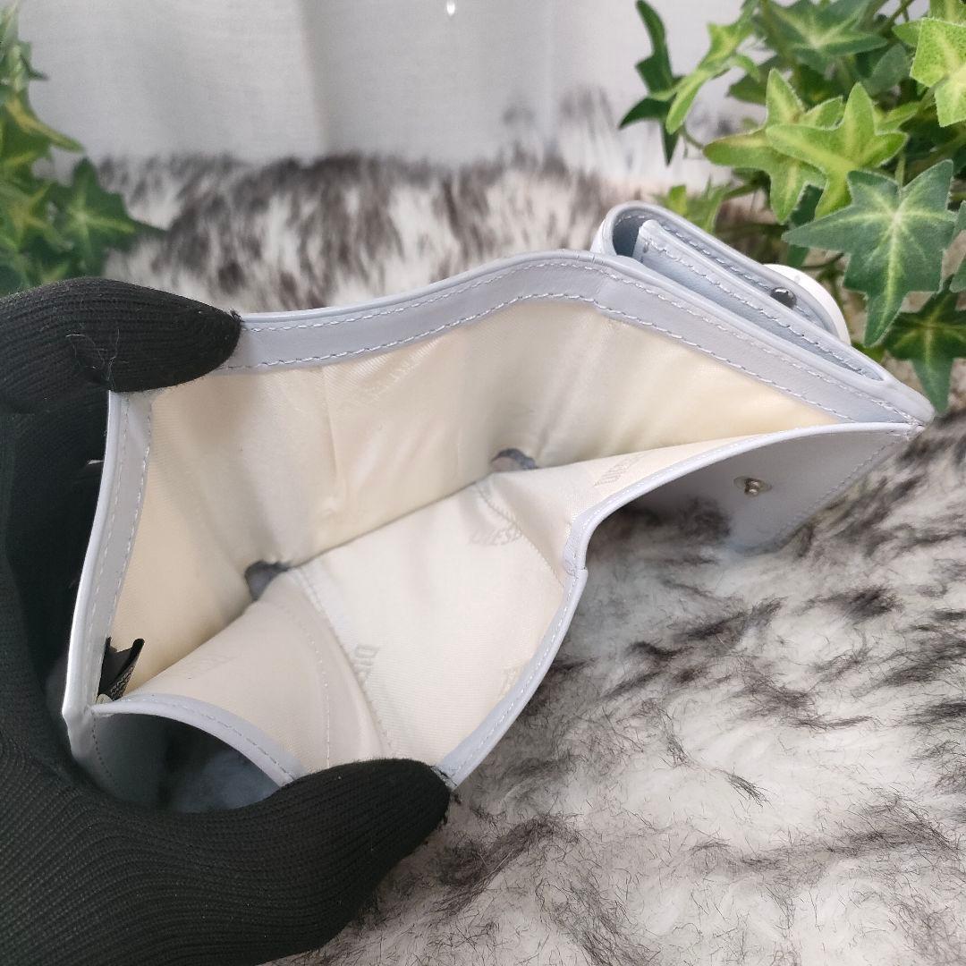 ディーゼル 三つ折り財布 Dロゴ ライトブルー DIESEL 財布 ビックロゴ白