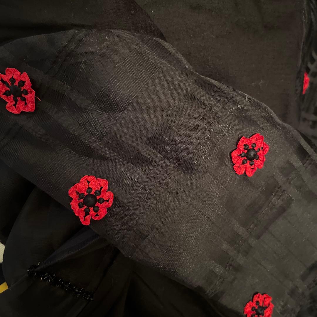 MUVEIL 花モチーフポロシャツ ブラック　36