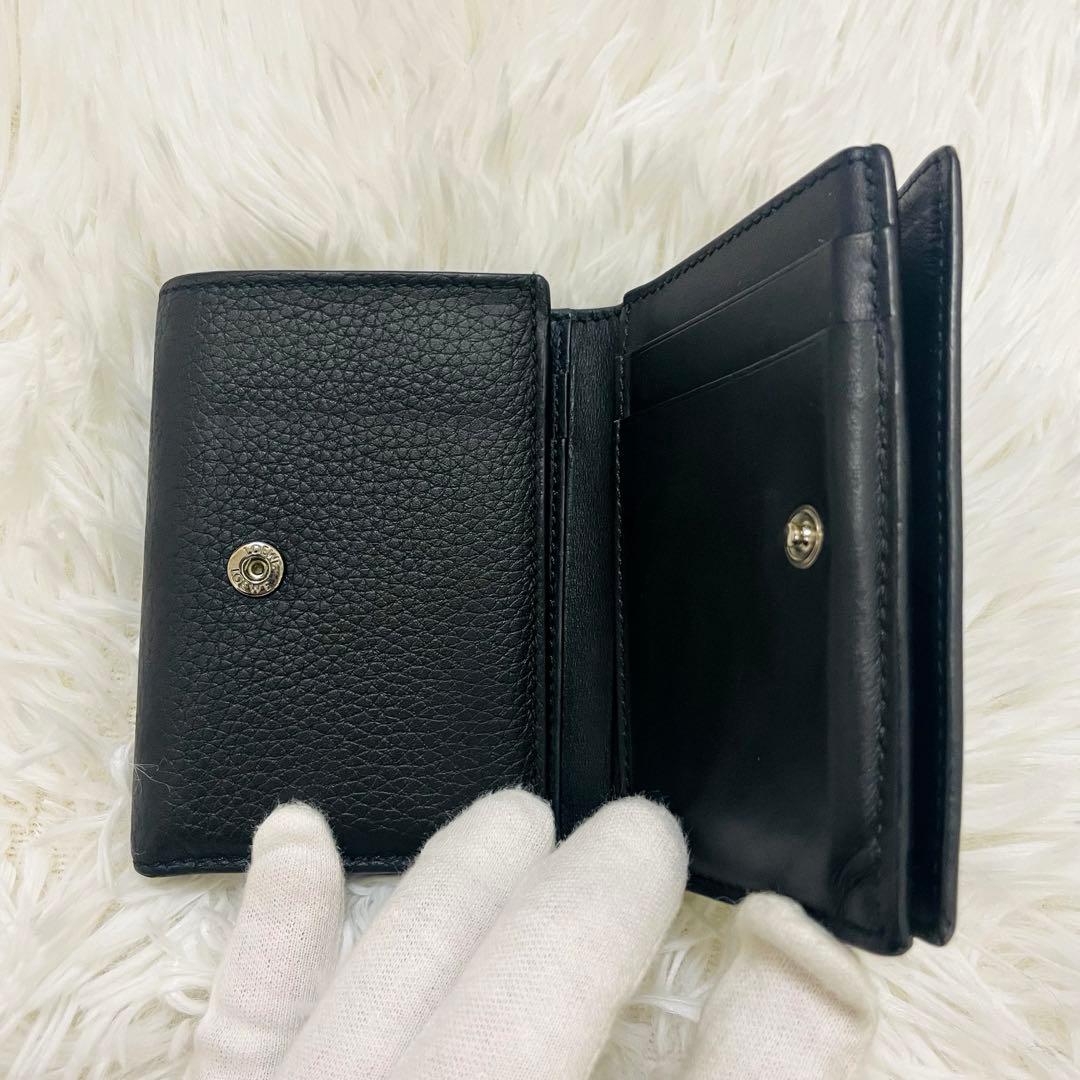 極美✨付属完備✨ロエベ 三つ折り財布 トライフォールド レザー ブラック 現行