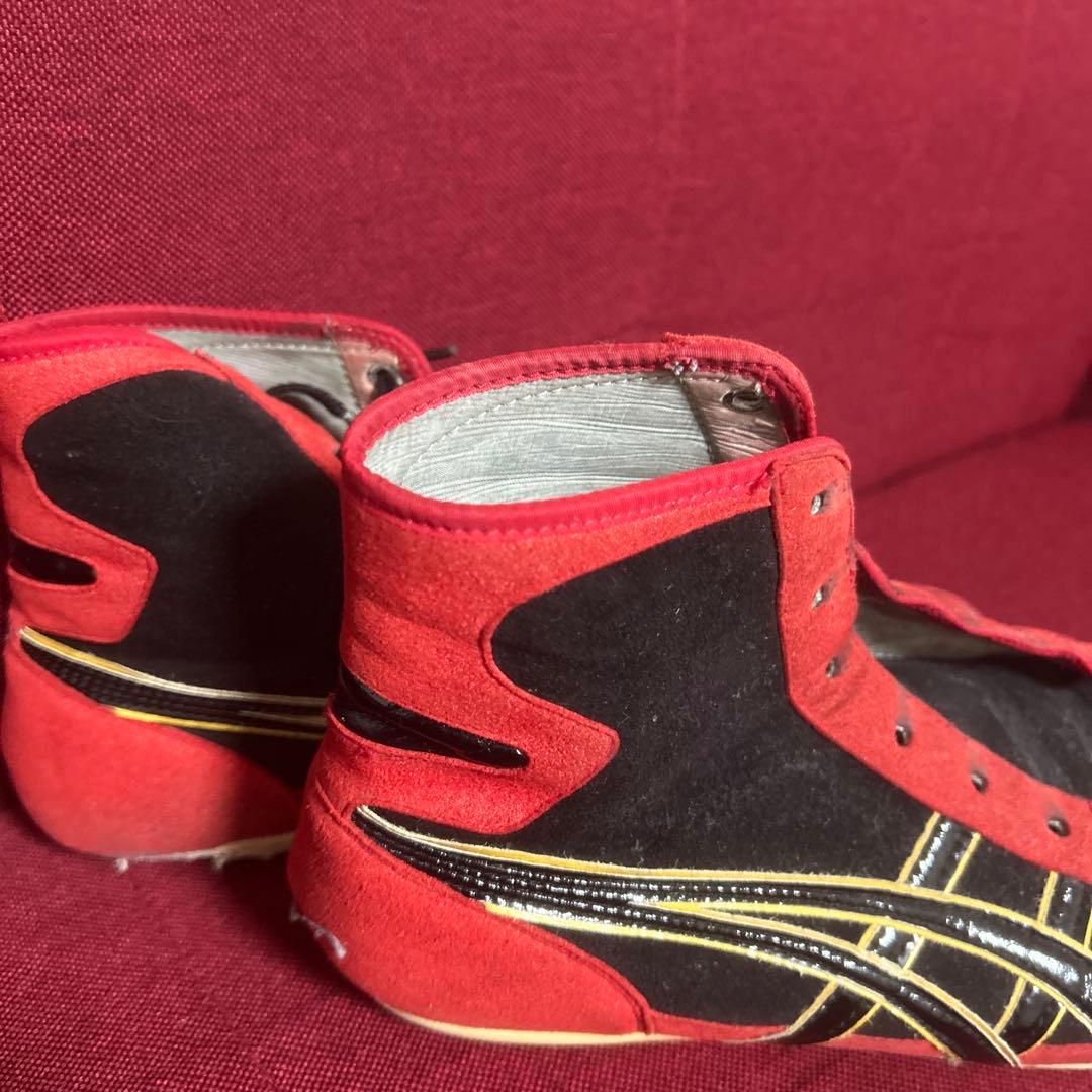 ASICS レスリングシューズ レッド/ブラック ハイカット