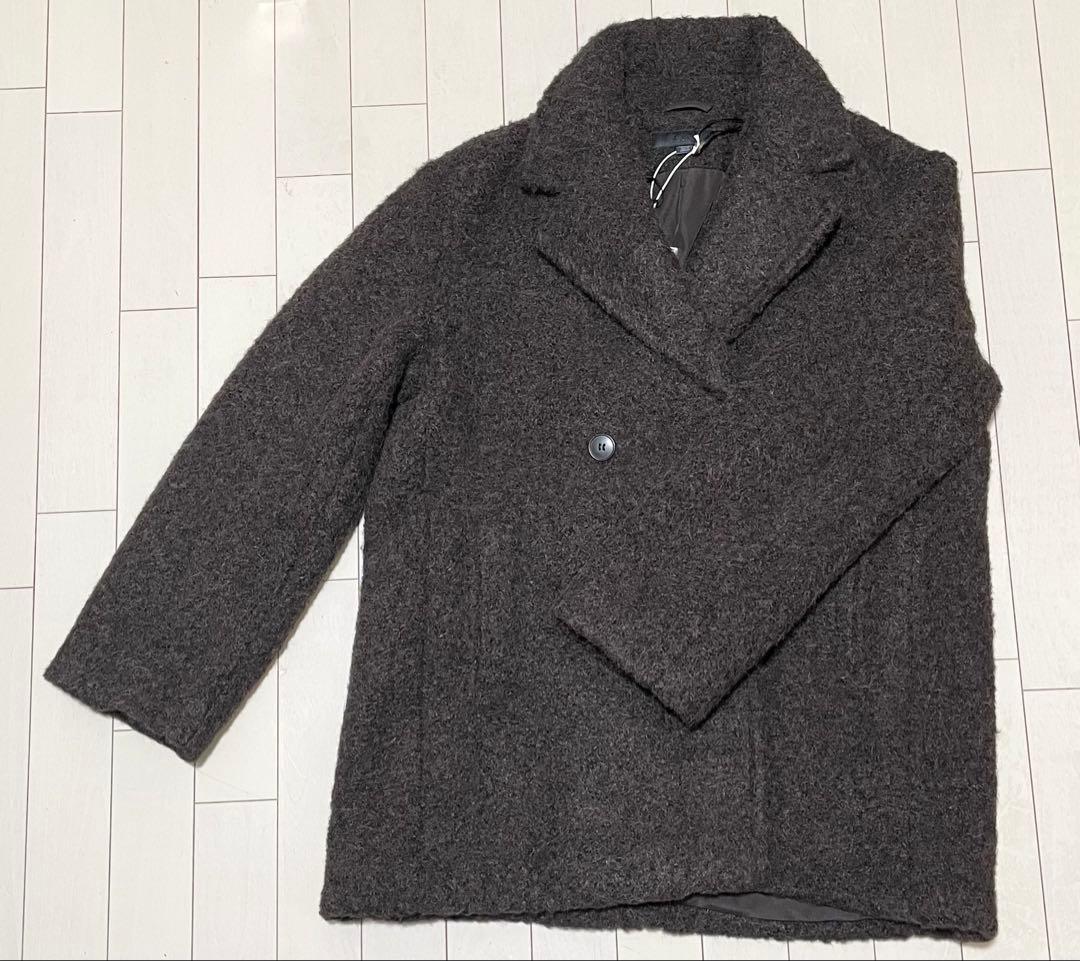 ZARA ブークレダブルブレストミディ丈コート M 新品