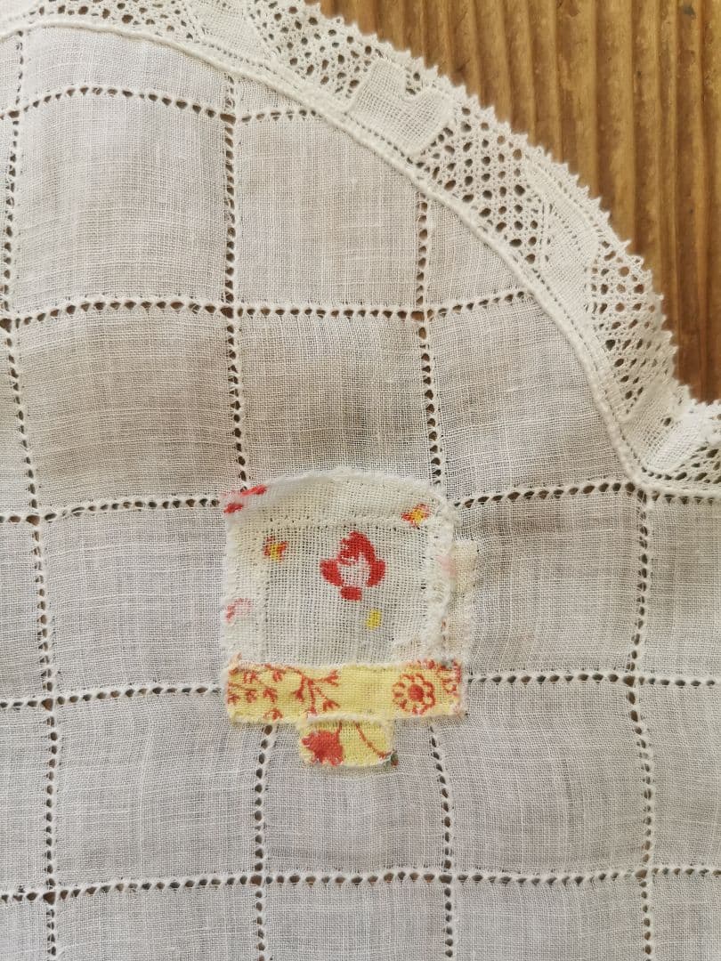 アンティーク ベルギーフランダースボビンレーストリム ドローンワーク変形ドイリー