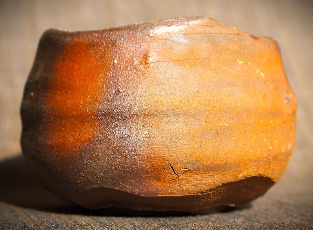 人気作家★中村和樹【師：中村真・中村六郎】★備前【窯変】ぐいのみA★共箱・布