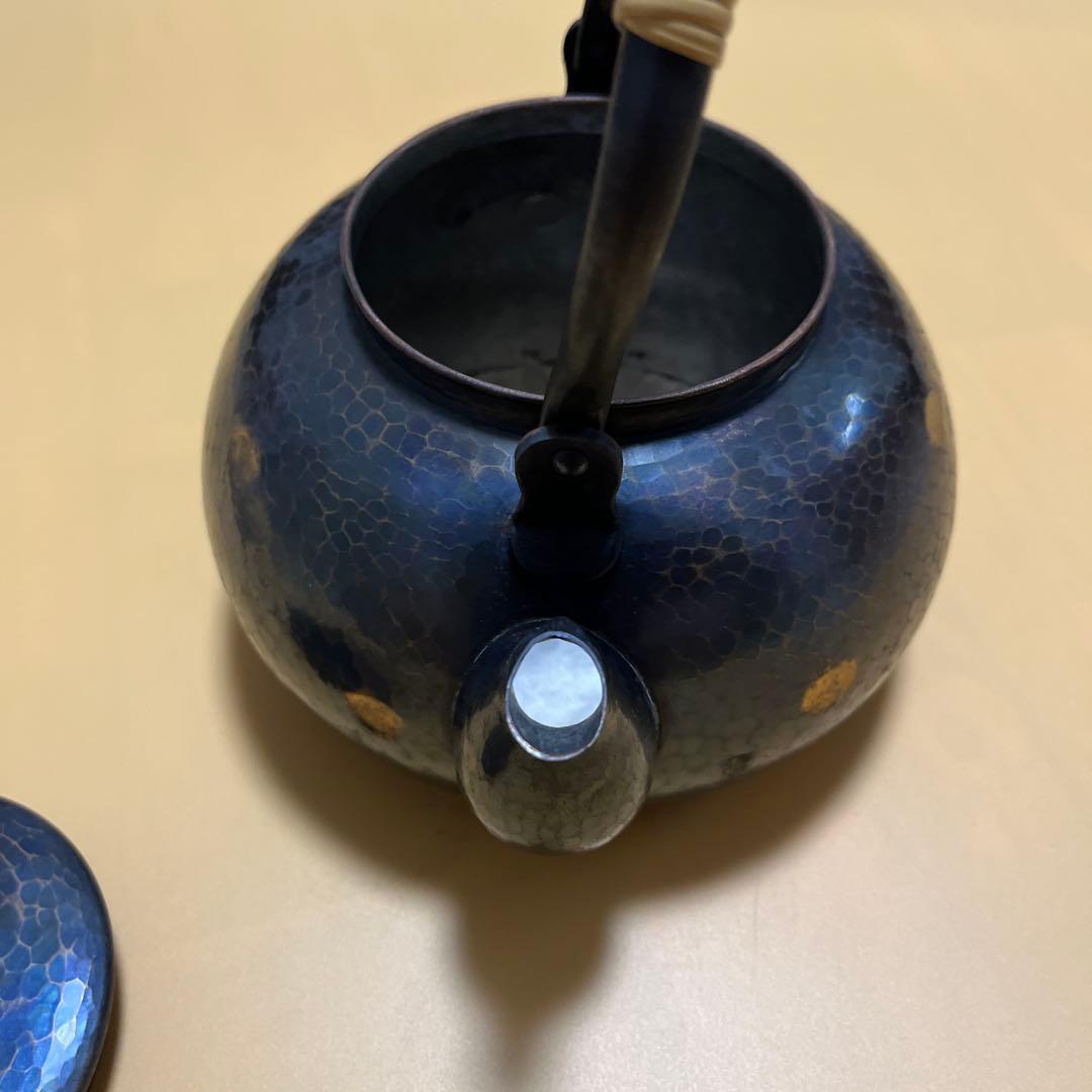 ⭐️状態極上⭐️清穂堂 鎚起銅器 銅製 急須 紫金色 蔓巻き 茶道具 槌目