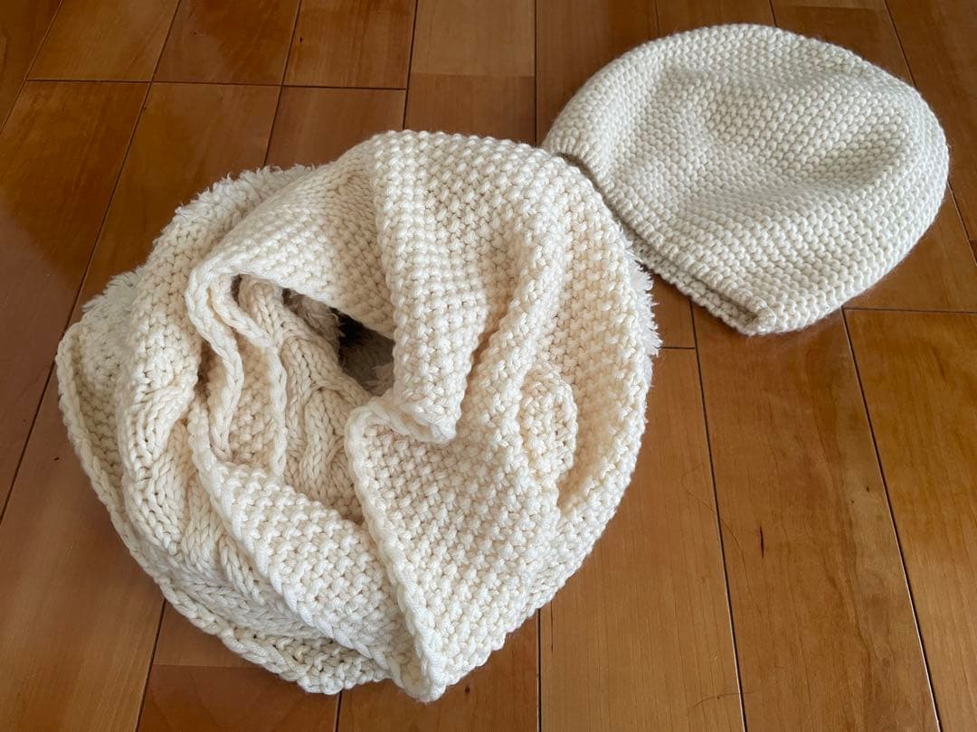 定価5.5万 ma'ry'ya マリア ホワイト ニット スヌードと帽子 セット